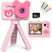 Appareil Photo Enfant avec trépied,1080P et caméra vidéo Selfie,Double objectif,Carte SD 32 GB,Pour Filles et garçons (PIMPIMSKY)