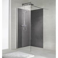 Paroi de douche fixe à l'italienne 100 x 190 cm, Walk in Style, verre transparent, aspect chromé , Schulte