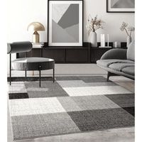 Tapis de salon ou de chambre en moderne design | Motifs géométriques - Carreaux - Gris 160x220 | Intérieur - The Carpet PEARL