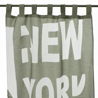 NEW YORK - Voilage motifs buildings de New York 110 x 250 cm Gris/Vert