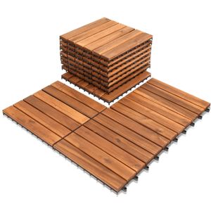 REVETEMENT EN PLANCHE Eulenke Lot de 11 Dalles de terrasse en bois Terra