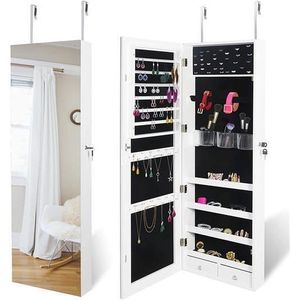 Costway Armoire A Bijoux Mural Armoire Bijoux De Ranchement Avec Miroir Mdf 35 2 X 9 2 X 88 2 Cm Blanche Presentoirs A Bijoux Organisation Sante Et Beaute