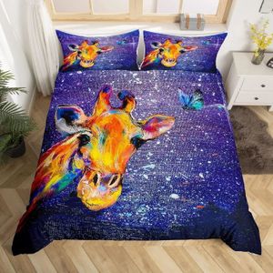 Housse De Couette 200x200 Cm Motif Continent Africain - Parure 3 Pièces Avec 2 Taies 65x65 Cm - Microfibre Douce Réversible - Pour Ado Et Adulte