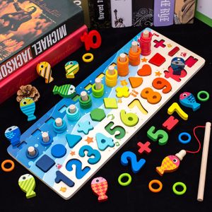 DISTRIBUTEUR D'ALIMENT Jeux d'apprentissage,Montessori jouets pour bébé enfants maths jouets éducatifs en bois 5 en 1 numéros de compte - Type Round fish