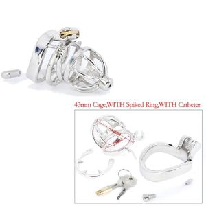 Dispositif de chasteté micro en acier inoxydable Cage de petite taille avec  anneau de coq en forme d'arc Jouets sexuels pour hommes Ceinture de