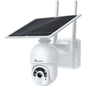 CAMÉRA IP Caméra de surveillance solaire Ctronics 2K 3MP WiFi Extérieure Détection PIR Humaine Vision Nocturne Couleur 25-30M IP66