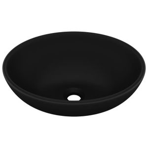 LAVABO - VASQUE Lavabo ovale de luxe Noir mat 40x33 cm Céramique - EJ.LIFE - Surface mate et design de luxe