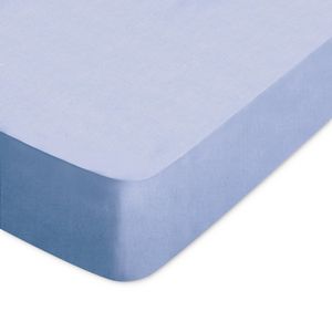 Drap housse imprimé 160x200 cm coton DIEGO bleu baltique Bonnet 40 cm