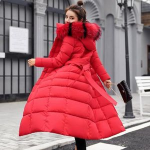 DOUDOUNE DOUDOUNE Femme Mode Coupe slim Garder au chaud Grand collier de fourrure Coton - Rouge1 TY