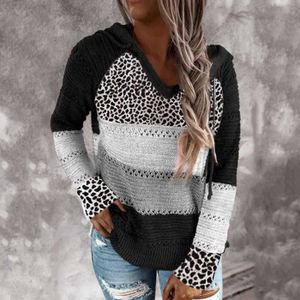 PULL Pull Pour Femmes Mode léopard patchwork col en v à