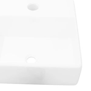 LAVABO - VASQUE Lavabo carré en céramique blanc - VINGVO - FAS - 380x300x115mm - A poser ou suspendu