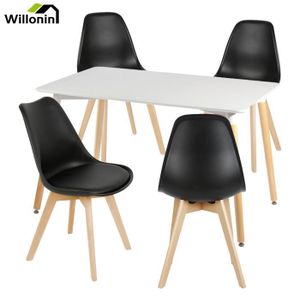 TABLE À MANGER COMPLÈTE Willonin® Table avec 4 x chaises Noir, Meuble pour
