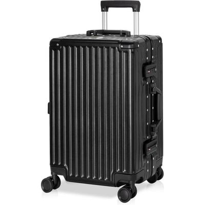 lesulety Petit Bagage à Main Valise Extensible Valise Aluminium avec  Serrure TSA intégrée avec Port USB,Noir,20in : : Mode
