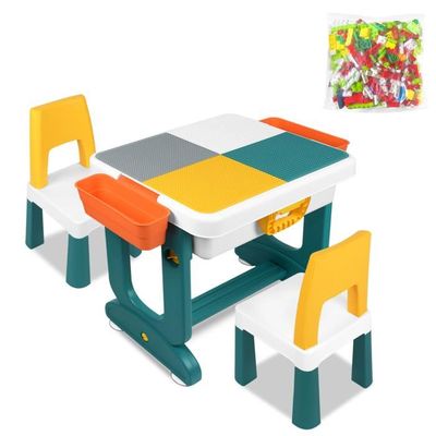Ensemble Table + 4 Chaises Réglables En Hauteur - Bois, Plastique HDPE, Pour Enfants 2-10 Ans, Chambre & Maternelle
