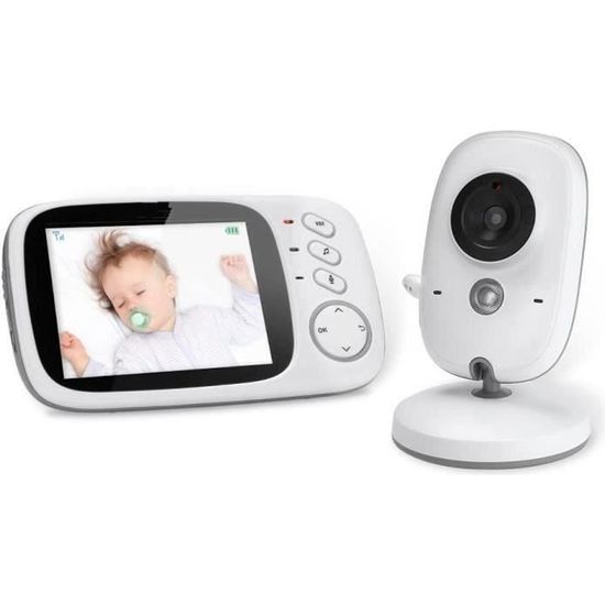 Babyphone vidéo GHB - Moniteur numérique avec caméra - Surveillance bébé - LCD 3.2" - Vision nocturne