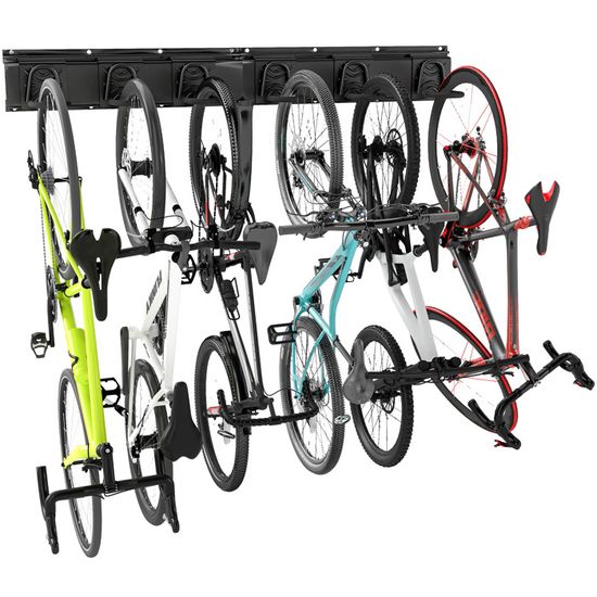 Support de rangement pour vélos VEVOR, 6 supports à vélos et 5 crochets