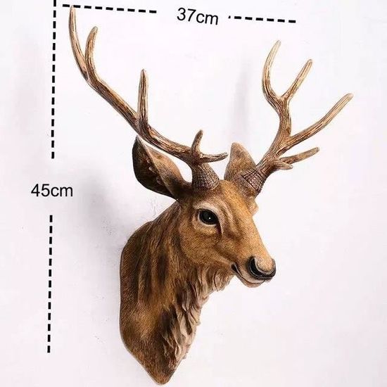 Décoration murale en forme de tête de cerf - Fausse taxidermie - Décoration murale rustique en bois de cerf - Fait à la main - Blanc - 49 x 54 cm