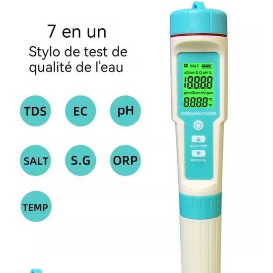 Analyseur de qualité de l'eau 7 en 1 Moniteur de piscine PH, TDS — free download