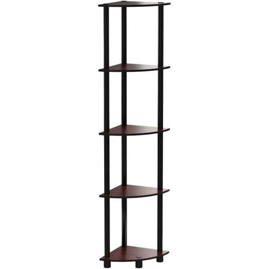 YITAHOME Bibliothèque d'angle Autonome en Forme de L à 5 Niveaux, étagère de Rangement Vintage Industrielle pour Salon, Chambre à Coucher, Couloir, Bureau, Marron rétro