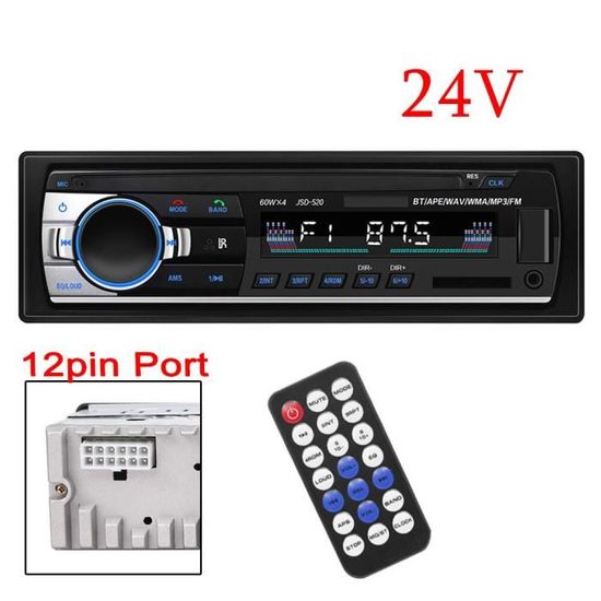 12-24V Autoradio JSD 520 Stéréo 1 Din Autoradio Bluetooth Fm Entrée Aux Récepteur Voiture Camion Audio SD Usb Mp3 Mmc [1D9E347]