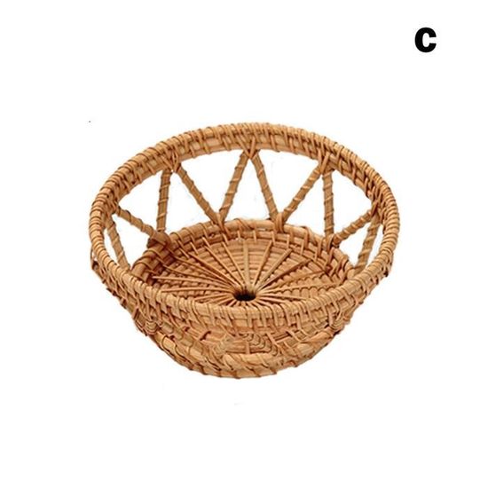 Panier à Linge En Rotin - D[F79375001] - Plateau Rond Tissé à La Main - Osier Naturel - Marron