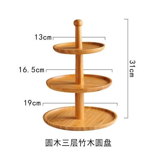 Présentoir à Gâteau En Bambou Avec Dôme Multifonction 6 En 1