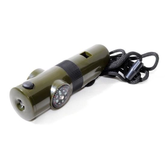 Sifflet Multifonction 6-en-1 Avec Boussole, Thermomètre, Lampe LED, Loupe Et Miroir – Idéal Pour L’extérieur