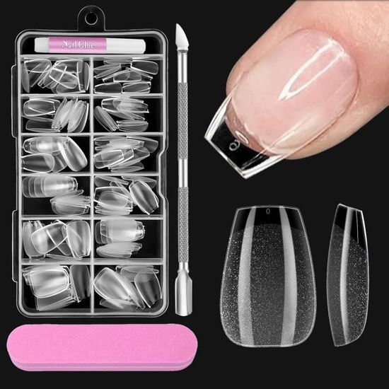 Kit Faux Ongles Prêts à Poser - 12 Capsules French Naturel + Colle - Nail Art