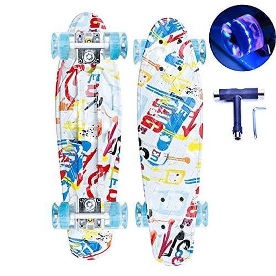 Skateboard Vintage En Plastique - Marque Lotus, 59cm De Long, 14cm De Large, Couleur Bleue - Occasion