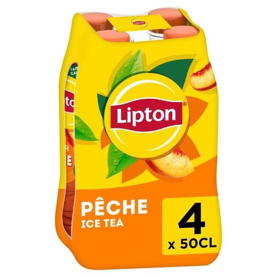 LOT DE 5 - LIPTON - Ice Tea Boisson au thé pêche - pack de 4 bouteilles ...