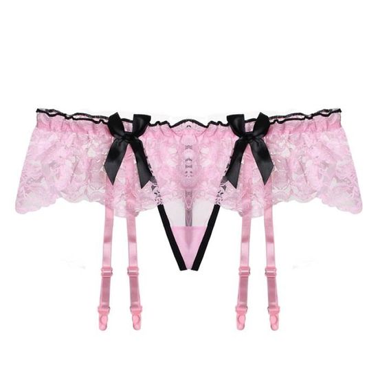 Porte-jarretelles Dentelle Transparente - Guêpière Haute Taille Avec 4 Clips | Lingerie Vintage Féminine + String