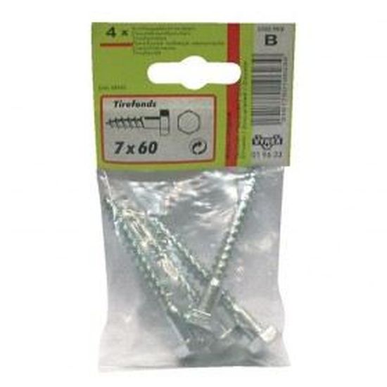 Tirefond - VYNEX - 8x80 mm - Acier zingué - Pour travaux lourds en