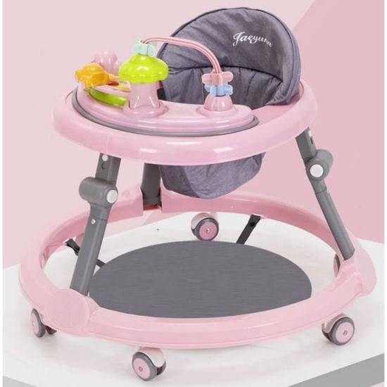 Trotteur bébé évolutif musical pliable réglable en hauteur - rose