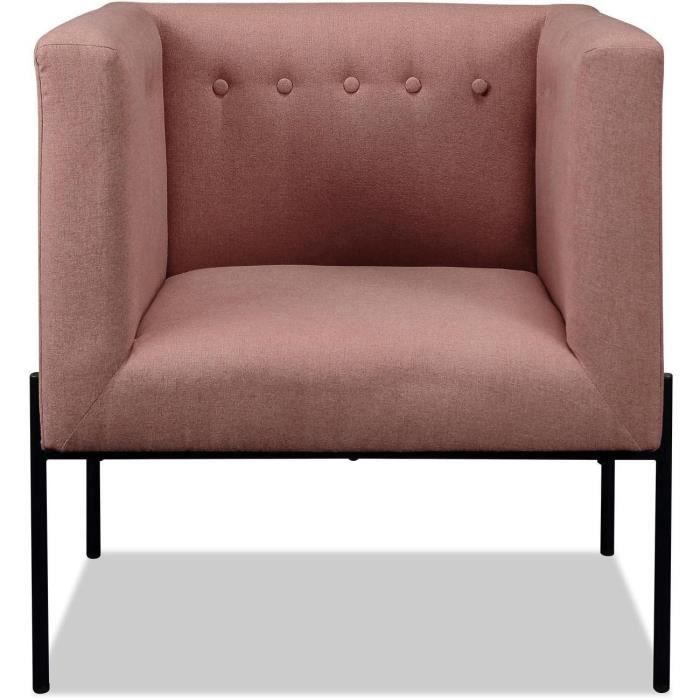 Fauteuil MONTY Rose - assise polyester pieds Metal