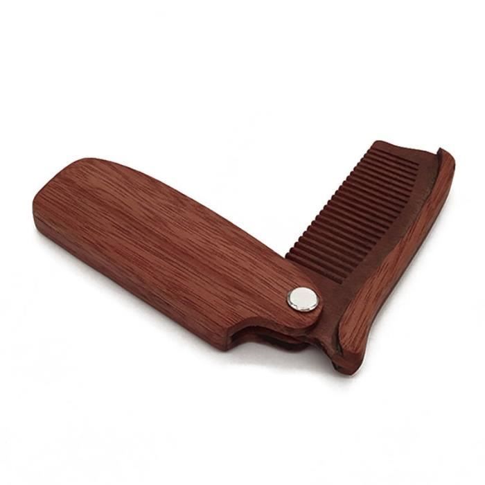 Moustache Barbe peigne Peigne de poche pliant portable en bois anti-statique