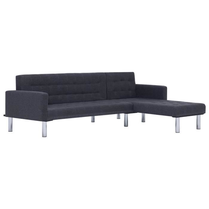 Canapé-lit Cuir Gris foncé Polyester Canapé d’angle convertible Canapé-lit Confortable -JIL