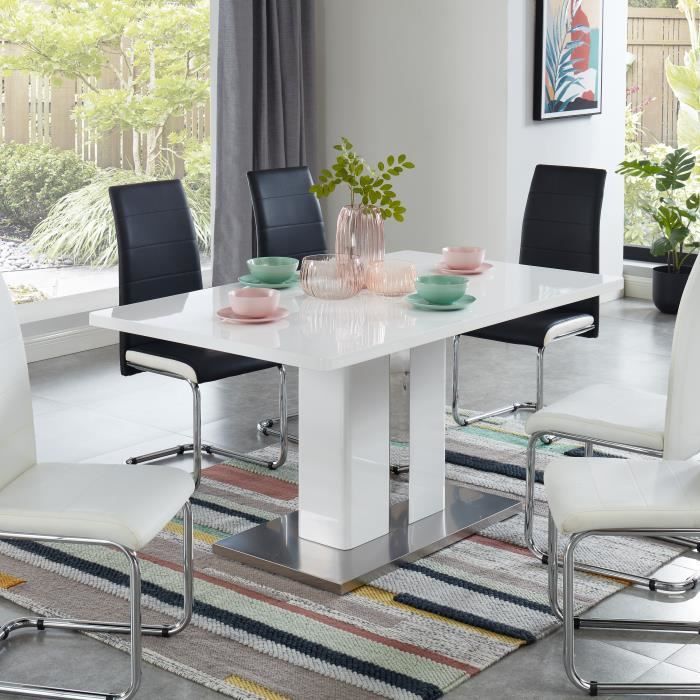 JADE Table à manger - laqué blanc brillant - L150cm