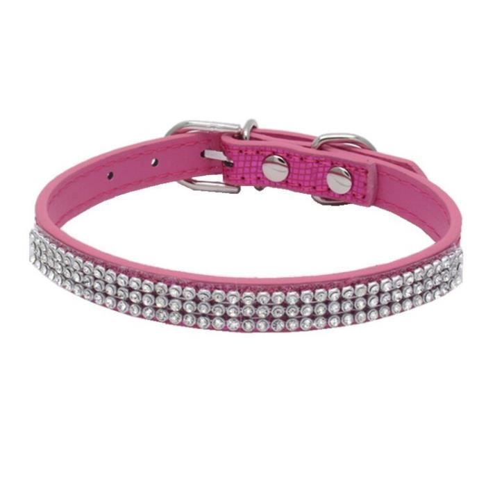 Laisses Colliers,Chiens chats colliers strass chaton animaux fournitures personnalisées pour animal de compagnie - Type hot pink-S