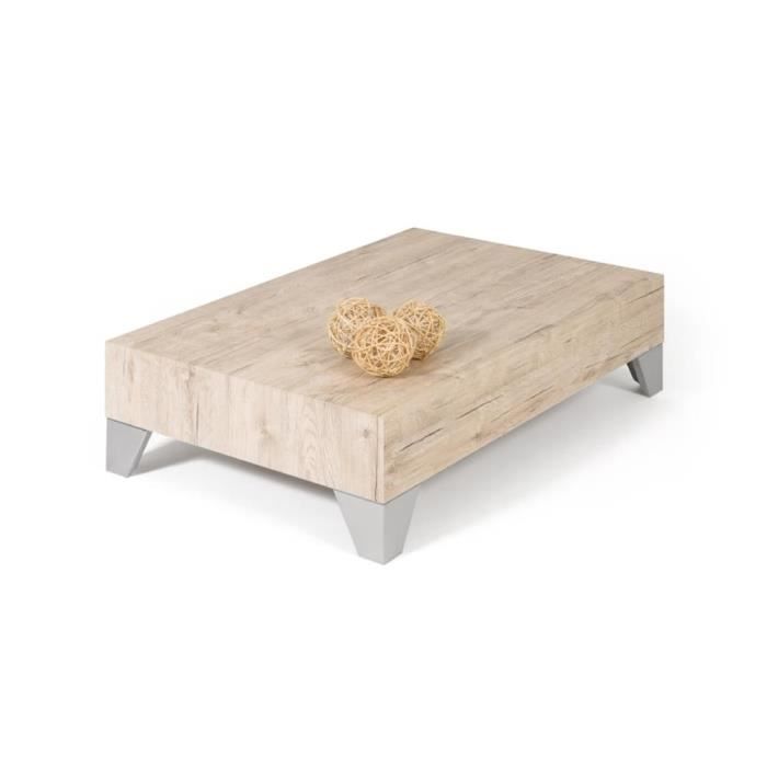 Mobili Fiver, Table basse, Evolution 90, Chêne naturel, Mélaminé/Acier INOX satiné, Made in Italy