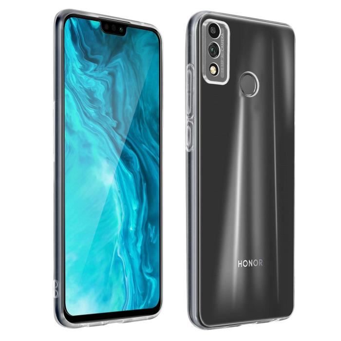 Coque Honor 9X Souple et Film Verre Trempé Dureté 9H Transparent Contour noir Noir