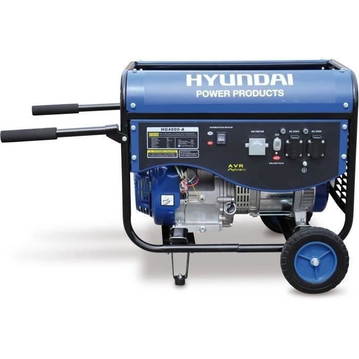 HYUNDAI Groupe électrogène essence de chantier 4300 W 4000 W - Système AVR HG4000-A