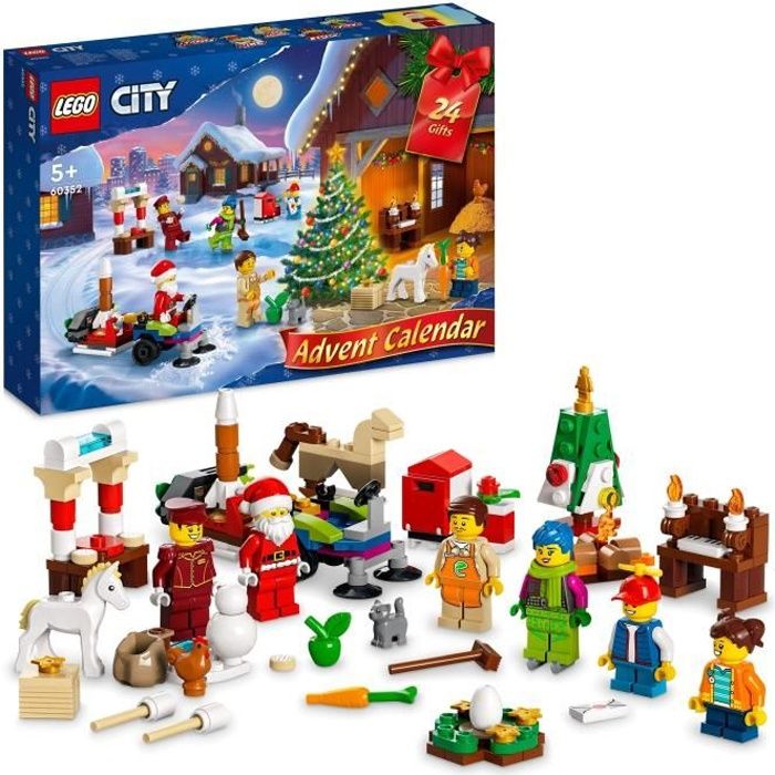 LEGO City 60352 Calendrier de l'Avent 2022, Jouet, Figurine Père Noël, Cadeau pour Enfants