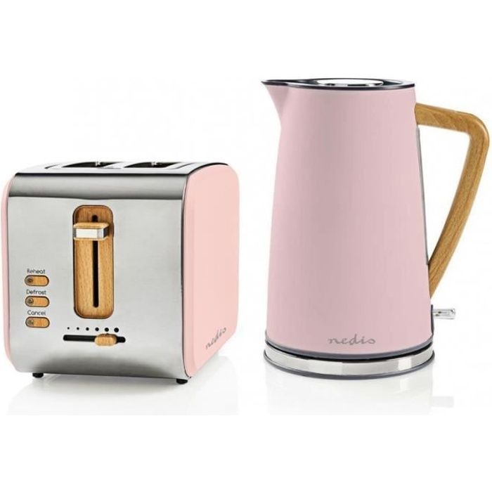 PACK Soft Touch Bouilloire Rose 1.7L + Grille Pain Rose 900w