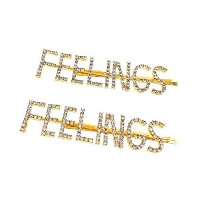 2 Pcs Anglais Lettres Forme Pinces À En Métal Épingles Strass Barrette Élégant Bobby Accessoires pour Femmes Filles