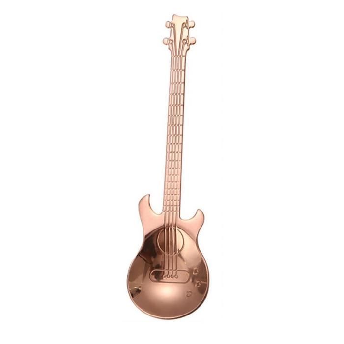 – Cuillère à thé ou café colorée en acier inoxydable en forme de guitare électrique