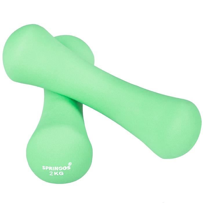 SPRINGOS® Lot de 2 haltères en néoprène Vert (2x2kg)