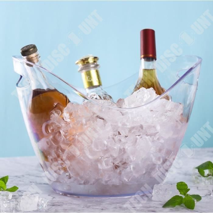 TD® Seau à Glace pour Champagne de 3 Bouteilles/Transparent/ Rafraîchisseur/ Tenir au Frais