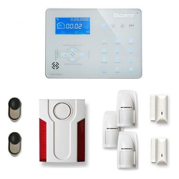 Alarme maison sans fil ICE-B 2 à 3 pièces mouvement + intrusion + sirène extérieure - Compatible Box internet