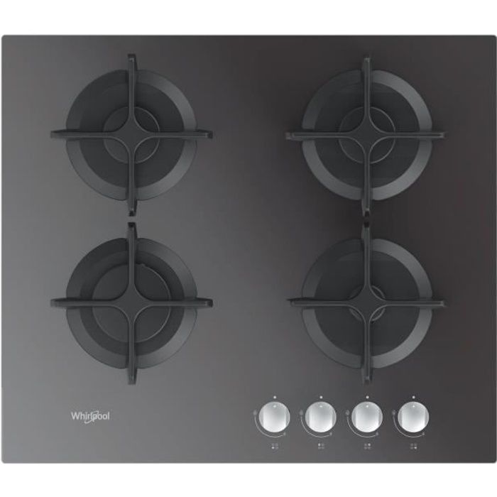 WHIRLPOOL GOR616MRFR - Table gaz verre miroir - 60 cm