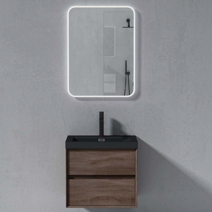 sogood meuble de salle de bains chêne 2 pièces meuble avec lavabo meuble sous-lavabo suspendu 60cm design rimo